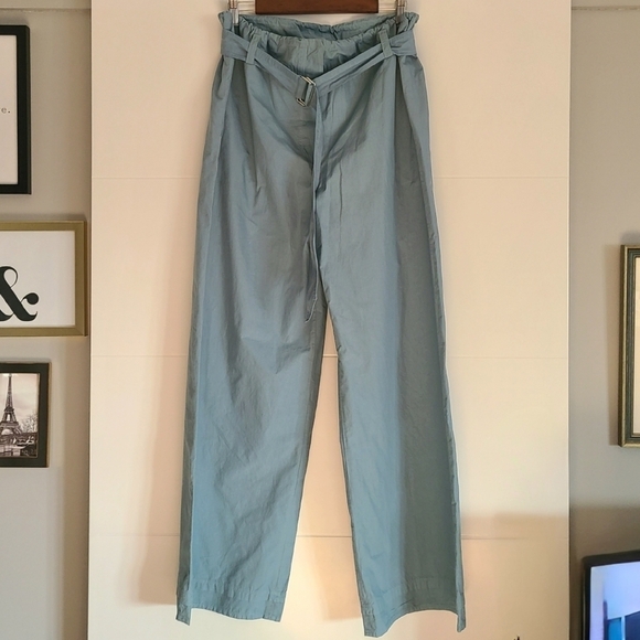 KENZO Belted Wide Leg Pants, Size 8, Blue, NWT - Picture 5 of 16